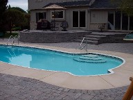 Interlocking Paver Patio, Retaining Wall, Raised Patio, Pool Surrounding, Columns, Drainage system