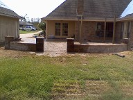 Santa Fe, Texas.  Interlocking Paver Patio, Free Standing Wall, Columns and Pergola