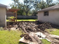 Before Picture, Houston, Texas, Belgard Brick Paver Patio, Fence and Pergola