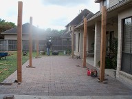 Pasadena, Texas, Interlocking Brick Paver Patio, Pergola, wrought Iron Fence