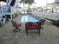 Galveston Pool Deck Belgard Cobble Stone Brick Pavers Landscaping Retaining Wall Fence