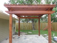 Houston Pergola Brick Pavers Water Feature Drainage System, Bench Seating  Landscaping, Fire Pit