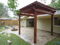 Houston Pergola Brick Pavers Water Feature Drainage System, Bench Seating  Landscaping, Fire Pit