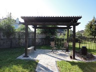 League City Pergola Brick Pavers Water Feature Drainage System, Bench Seating Landscaping