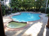 Friendswood Texas Pool Decking Belgard Lafitt Patio Slabs Drainage Landscaping