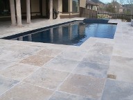 Friendswood Texas Pool Decking Travertine Brick Pavers Drainage Retaining Wall Walkway 