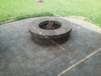 League City Belgard Fire Pit and Brick Paver Patio