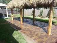 League City Texas Pavestone Venetian Brick Pavers Patio Walkway Palapa Storm Drainage 