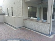 Clear Lake Houston Belgard Brick Pavers Outdoor Kitchen Storm Drain Channel Drain Retaining Wall