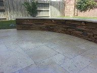 Sugar Land Travertine Bench Seating Low Voltage Lighting Veneer