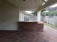 Sugar Land Texas, Outdoor Kitchen Bar Area,Brick Paver Patio, Retaining Wall