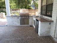 Bay Oaks, Houston Texas. Outdoor Kitchen, Drainage system, Belgards Brick Paver Patio, Retaining Wall