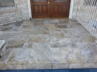 Houston, Texas Retaining Wall, Step System, Travertine, Drainage System, Fire Pit, Fire Place