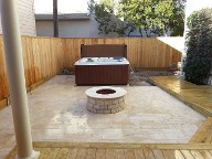 Houston Texas Fire Pit, Travertine Patio