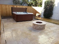 Houston Texas Fire Pit, Travertine Patio