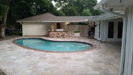 Houston Texas, Travertine Pool Patio, Drainage System, Outdoor Kitchen