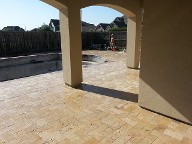 League City Texas Travertine Pool Patio, Retaining Wall, Drainage System, Landscaping