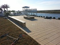 Galveston, Texas IPC Brick Pavers, Retaining Walls, Bench Seating, Steps, Drainage System, Fire Pit, Landscaping, Hardscaping